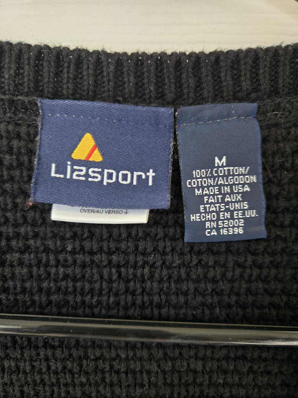 Lizsport Vintage Black Cable Knit Button-Front Sweater Vest Size Medium - Picture 4 of 5